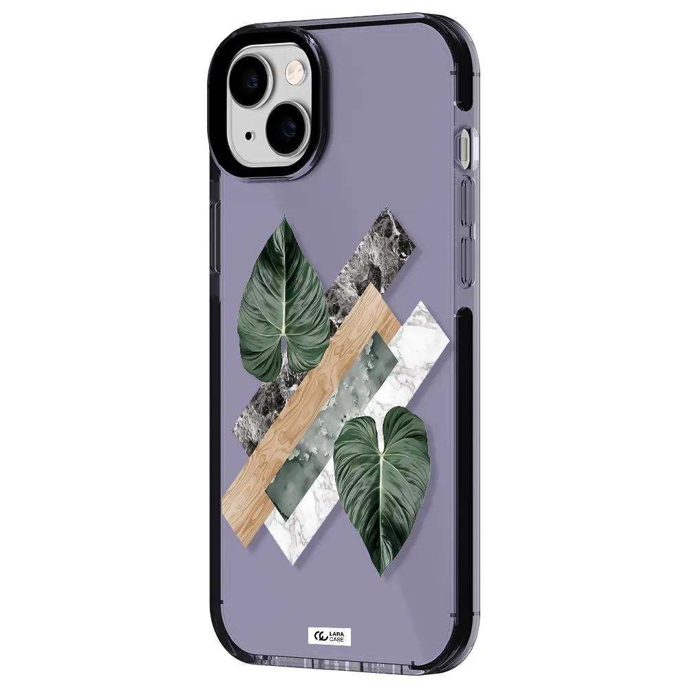 Tropical Leaves Apple iPhone 14 plus impact Lilac Case