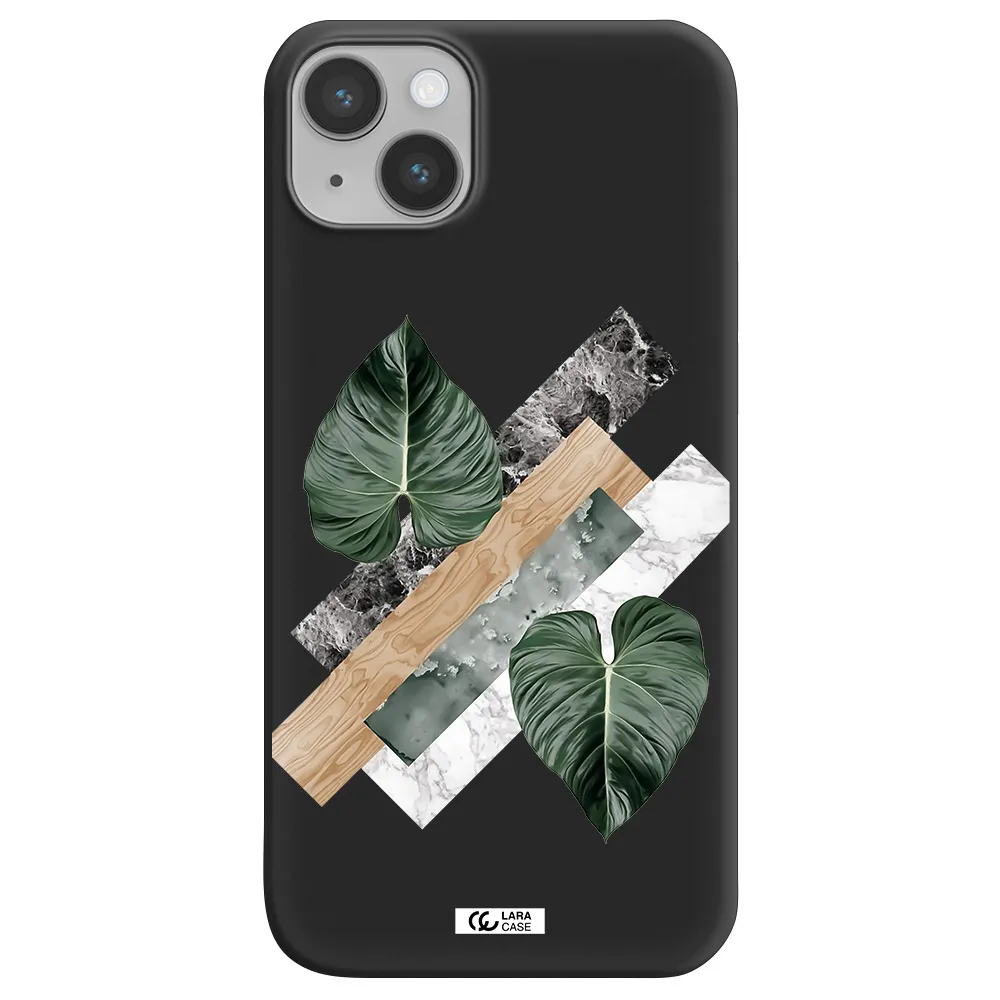 Tropical Leaves Apple iPhone 14 plus Silicone black Case