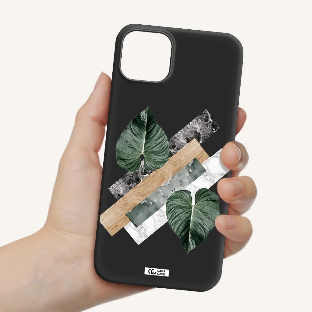 Tropical Leaves Apple iPhone 14 plus Silicone black Case