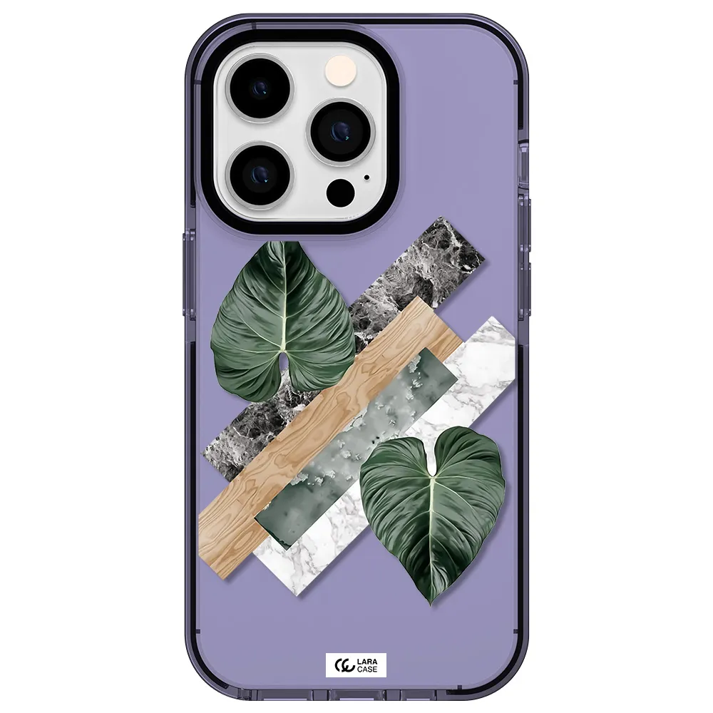 Tropical Leaves Apple iPhone 14 pro impact Lilac Case