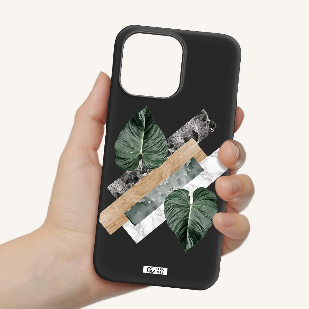 Tropical Leaves Apple iPhone 14 pro max Silicone black Case
