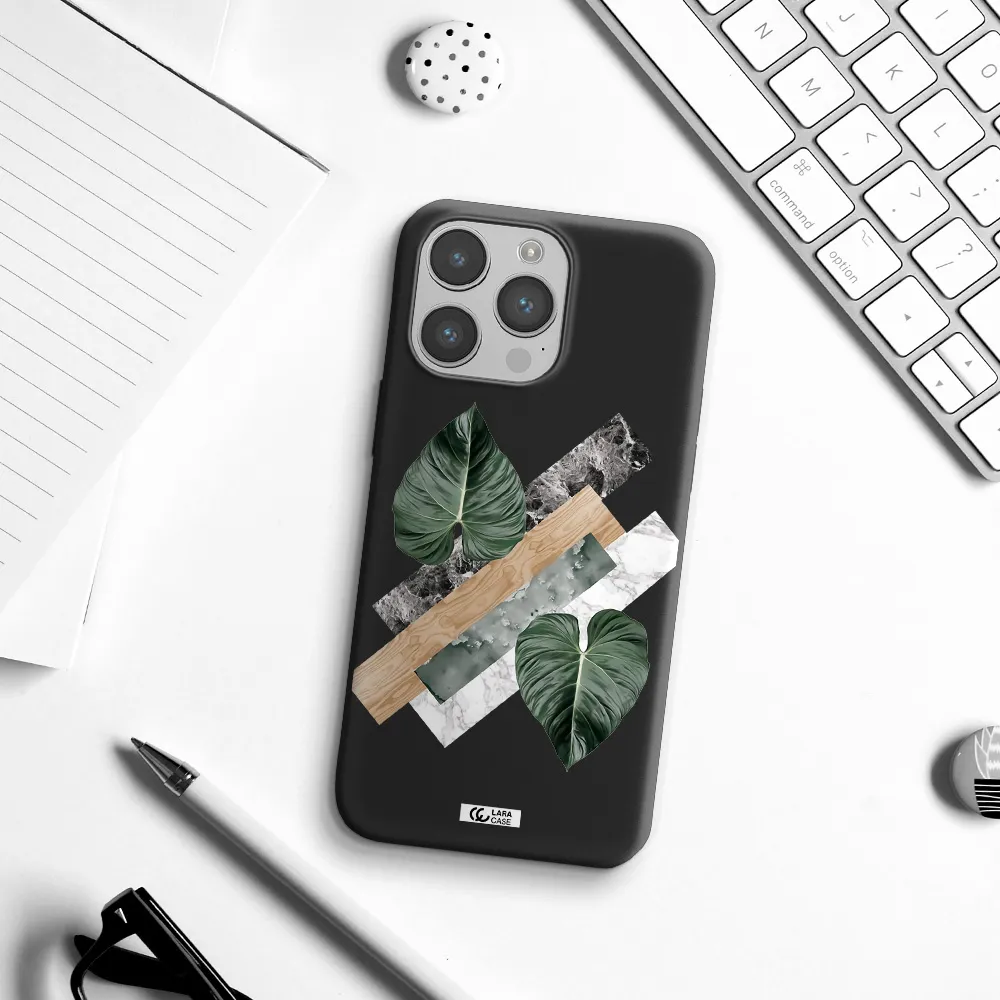 Tropical Leaves Apple iPhone 14 pro max Silicone black Case