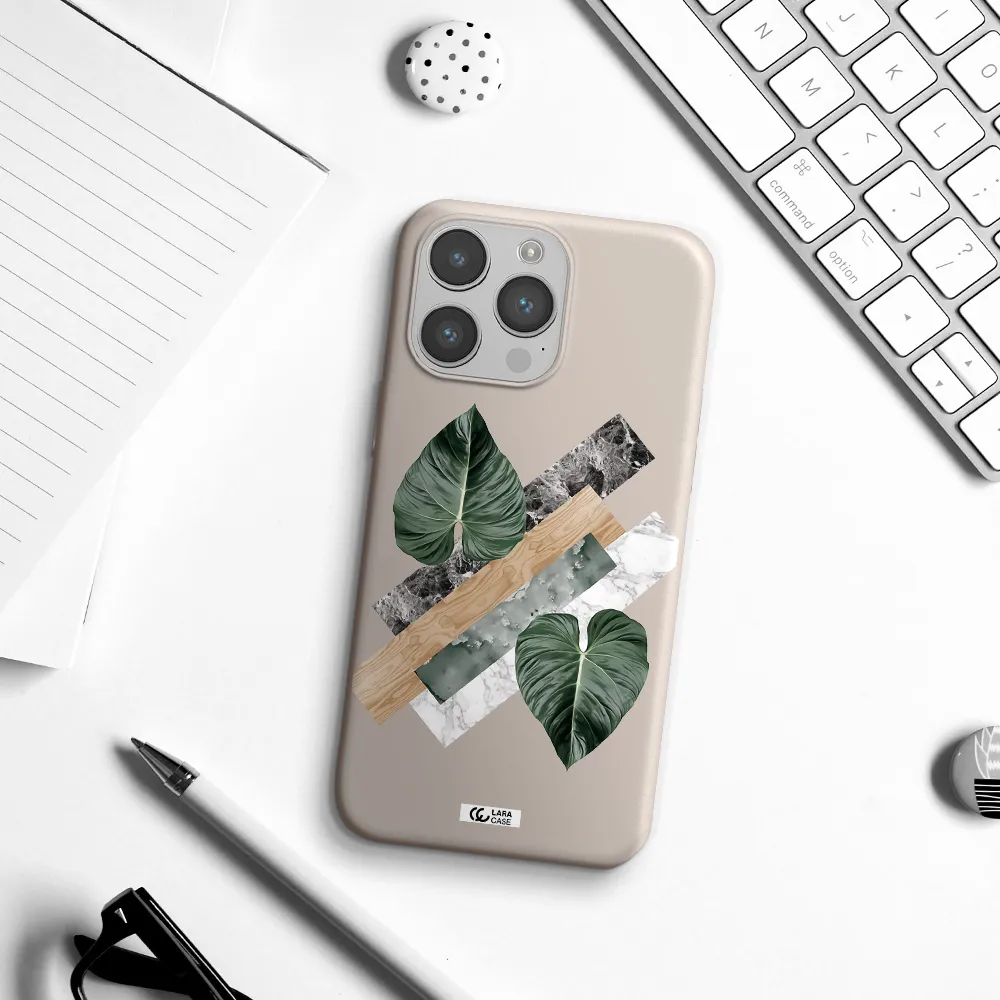 Tropical Leaves Apple iPhone 14 pro max Silicone Stone Case