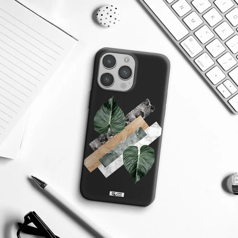 Tropical Leaves Apple iPhone 14 pro Silicone black Case