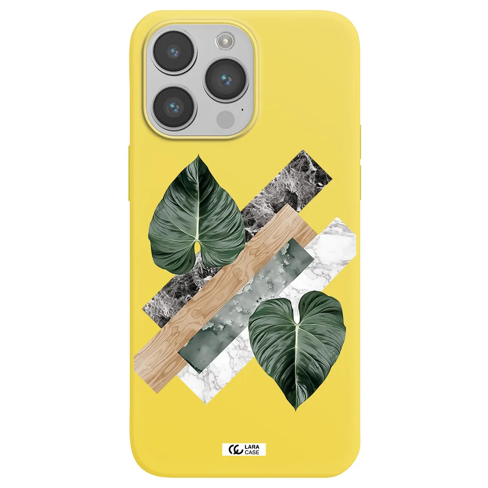 Tropical Leaves Apple iPhone 14 pro Silicone canary yellow Case