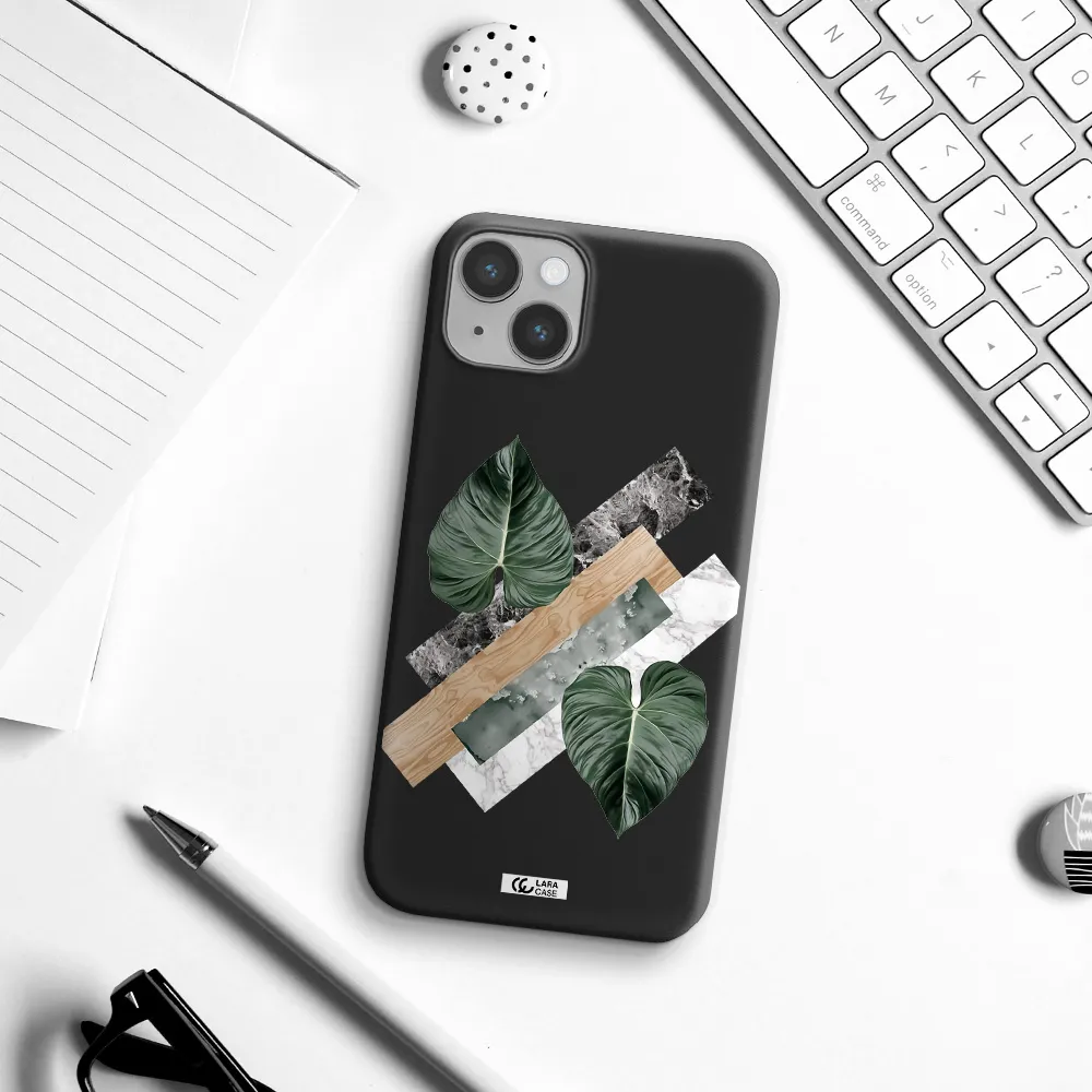 Tropical Leaves Apple iPhone 14 Silicone black Case