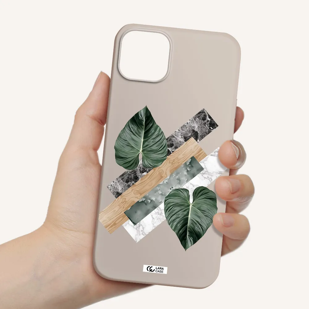 Tropical Leaves Apple iPhone 14 Silicone Stone Case