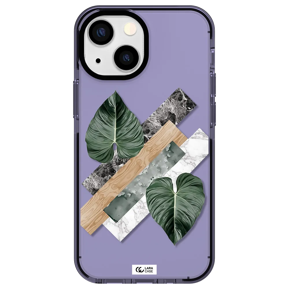 Tropical Leaves Apple iPhone 15 impact Lilac Case