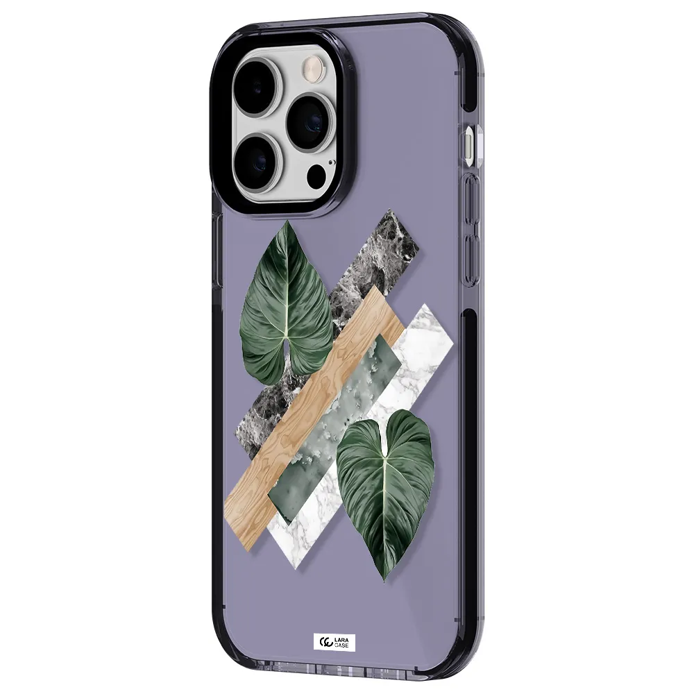 Tropical Leaves Apple iPhone 15 Pro impact Lilac Case