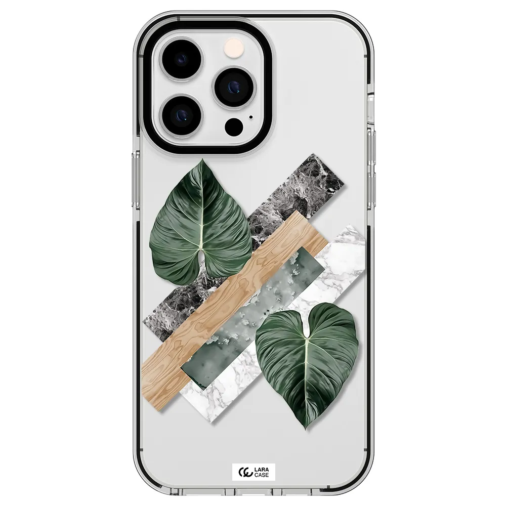 Tropical Leaves Apple iPhone 15 Pro Max impact black border Case