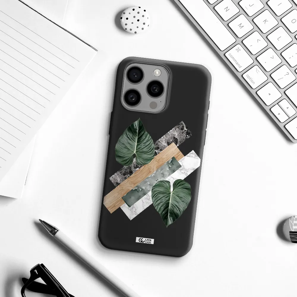 Tropical Leaves Apple Iphone 15 Pro max Silicone black Case