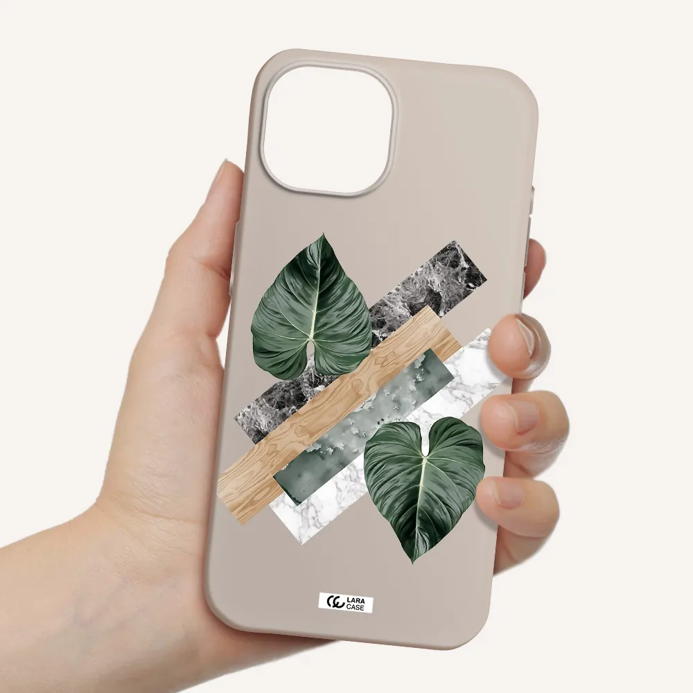 Tropical Leaves Apple iPhone 15 Silicone Stone Case