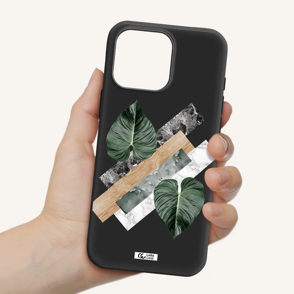 Tropical Leaves Apple Iphone 16 Pro Max Silicone Black Case