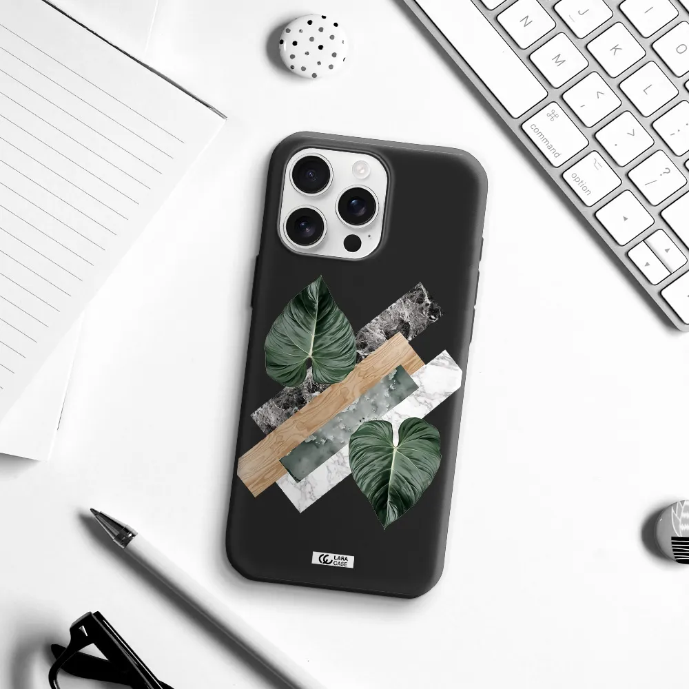Tropical Leaves Apple Iphone 16 Pro Max Silicone Black Case