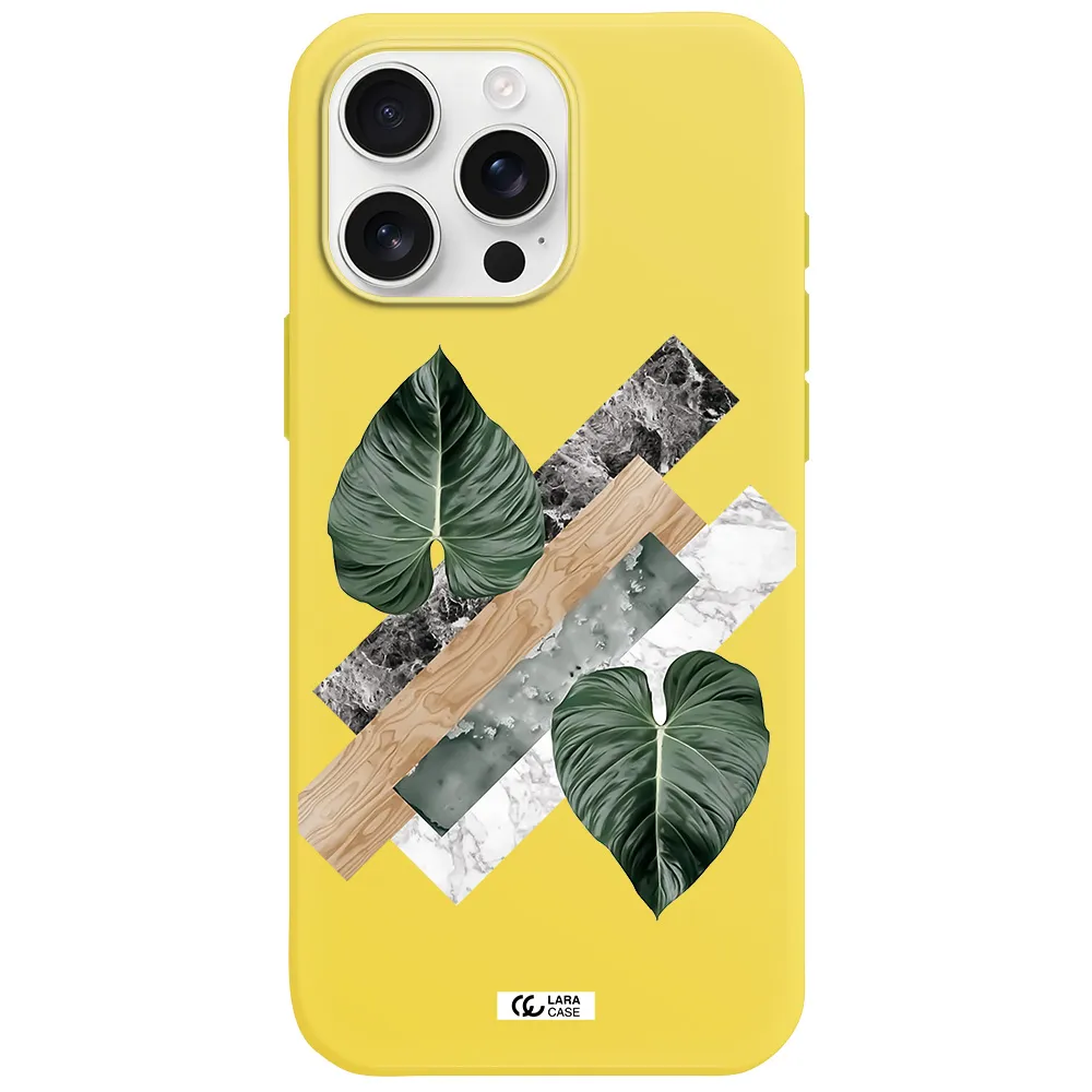 Tropical Leaves Apple Iphone 16 Pro Max Silicone Canary Yellow Case