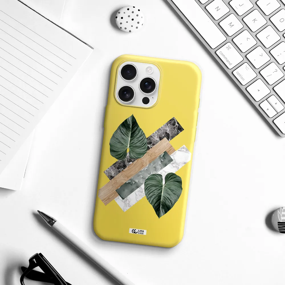 Tropical Leaves Apple Iphone 16 Pro Max Silicone Canary Yellow Case
