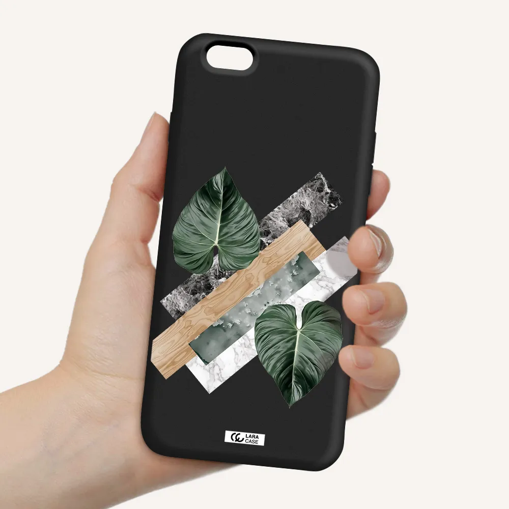 Tropical Leaves Apple iPhone 6 plus Silicone black Case
