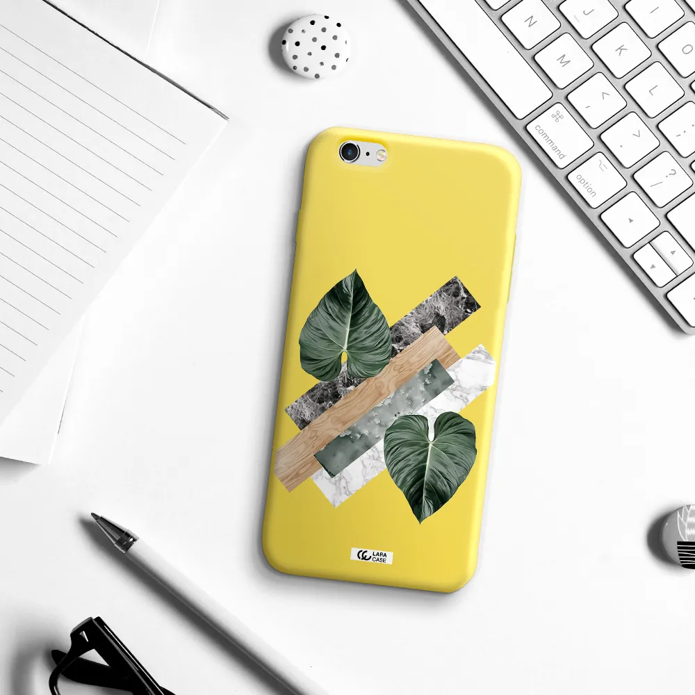 Tropical Leaves Apple iPhone 6 plus Silicone canary yellow Case