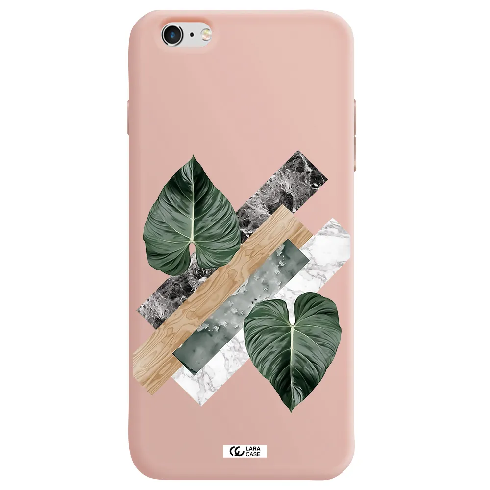 Tropical Leaves Apple iPhone 6 plus Silicone pastel pink Case