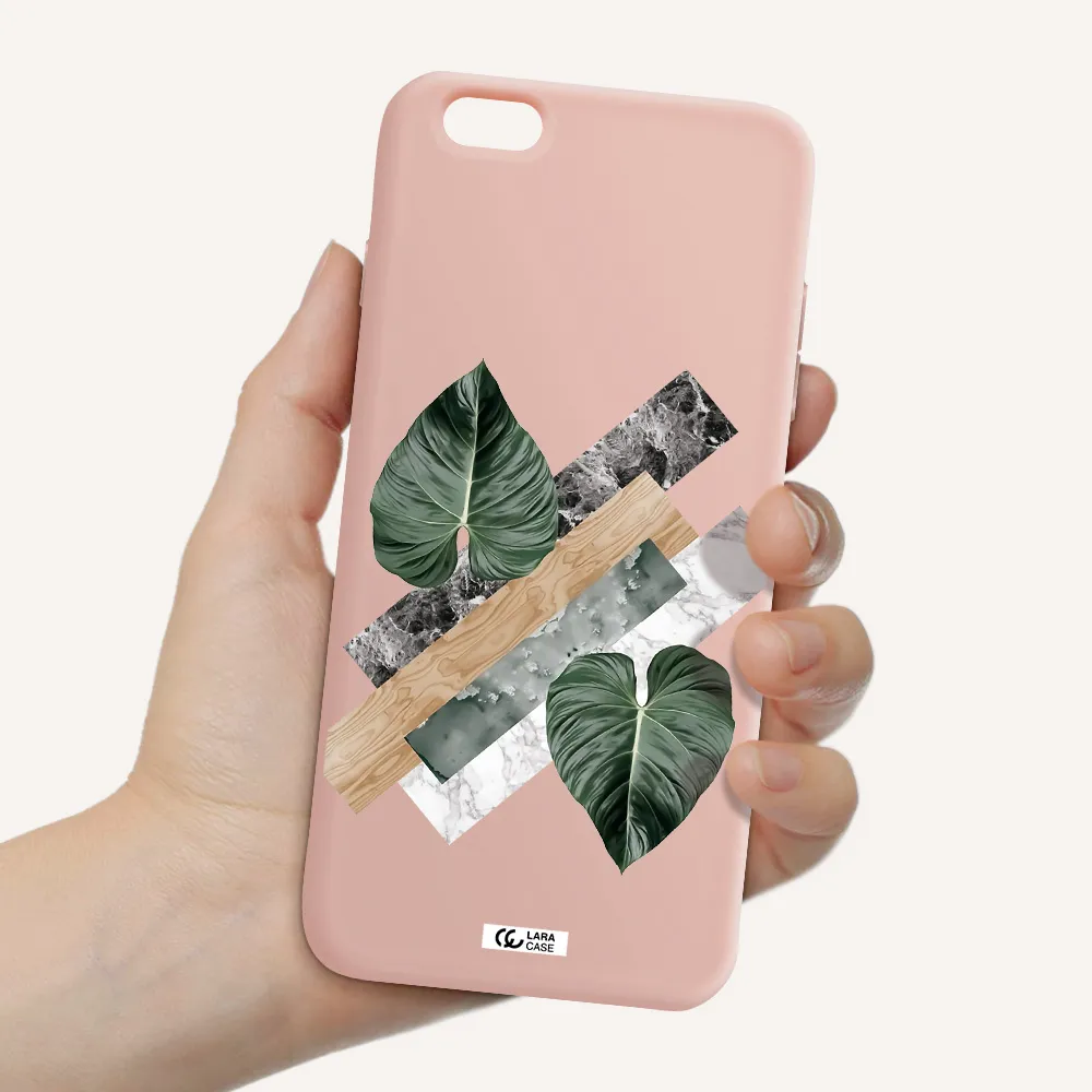 Tropical Leaves Apple iPhone 6 plus Silicone pastel pink Case