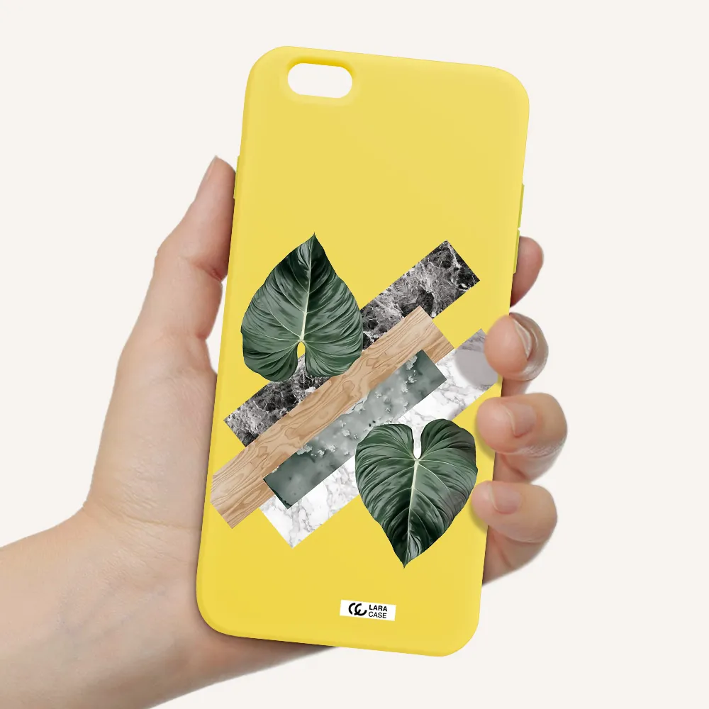 Tropical Leaves Apple iPhone 6 s plus Silicone canary yellow Case