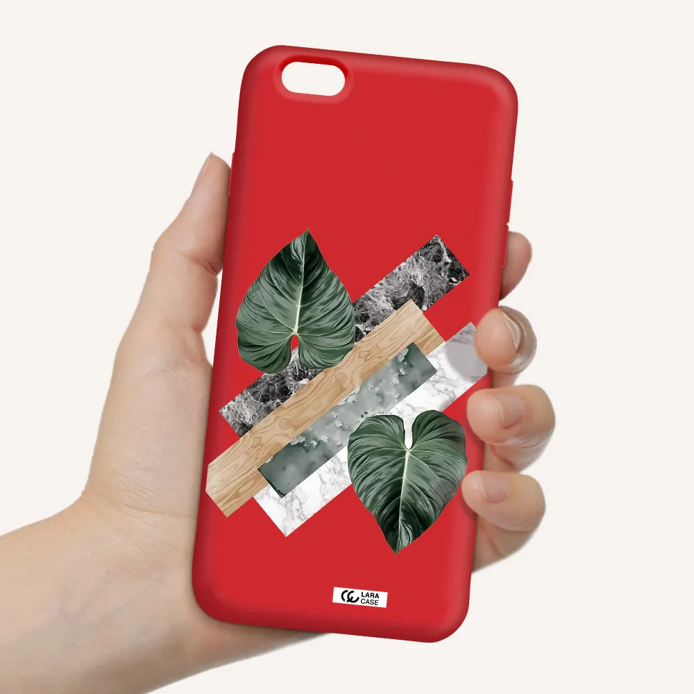 Tropical Leaves Apple iPhone 6 s plus Silicone Imperial Red Case