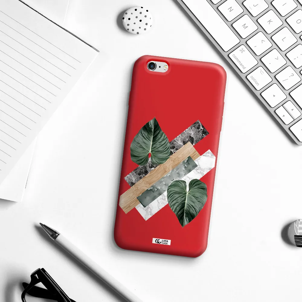 Tropical Leaves Apple iPhone 6 s plus Silicone Imperial Red Case