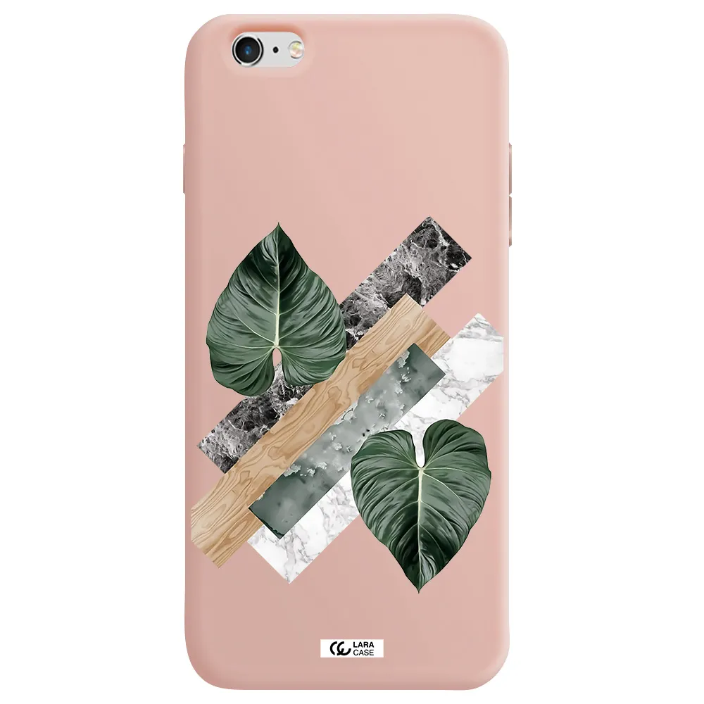 Tropical Leaves Apple iPhone 6 s plus Silicone pastel pink Case