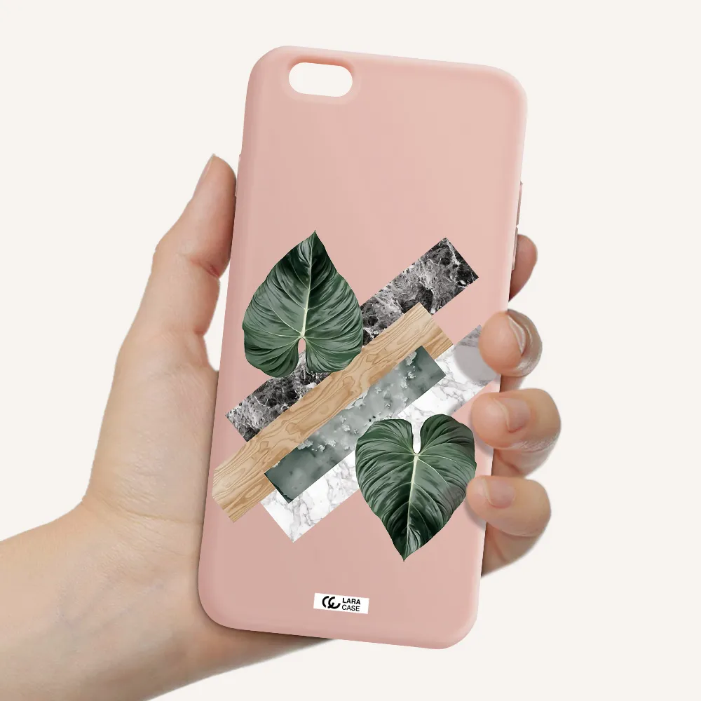Tropical Leaves Apple iPhone 6 s plus Silicone pastel pink Case