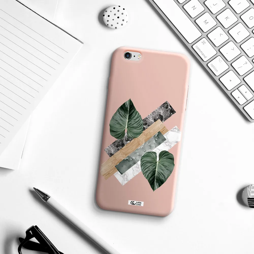 Tropical Leaves Apple iPhone 6 s plus Silicone pastel pink Case