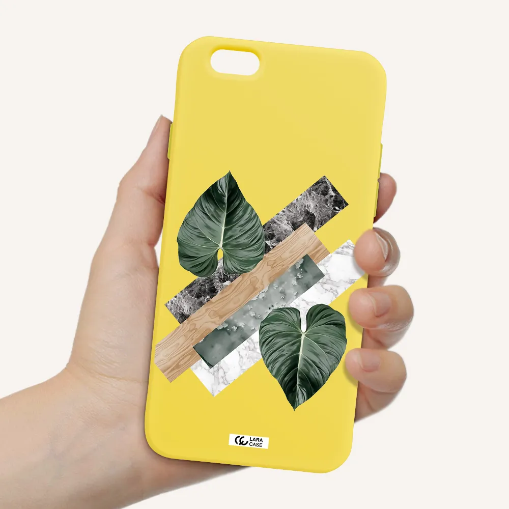 Tropical Leaves Apple iPhone 6 Silicone canary yellow Case