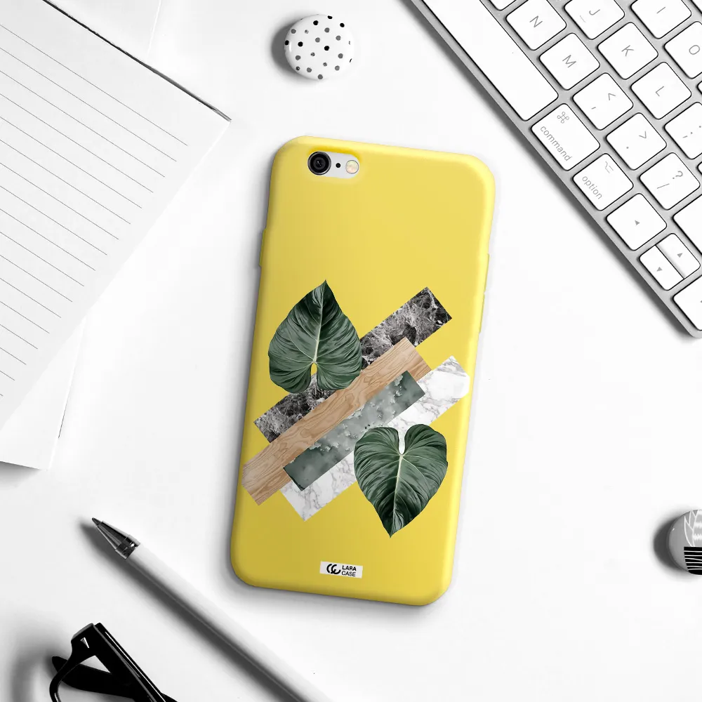 Tropical Leaves Apple iPhone 6 Silicone canary yellow Case