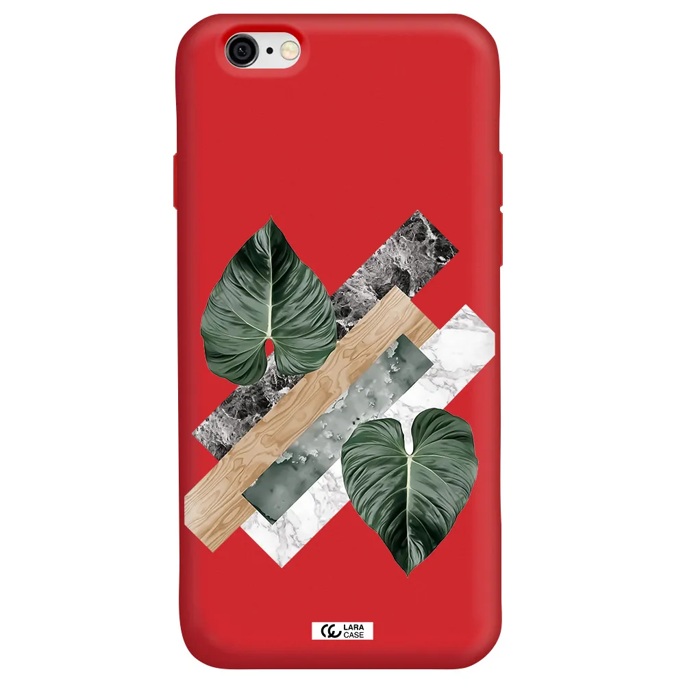 Tropical Leaves Apple iPhone 6 Silicone Imperial Red Case