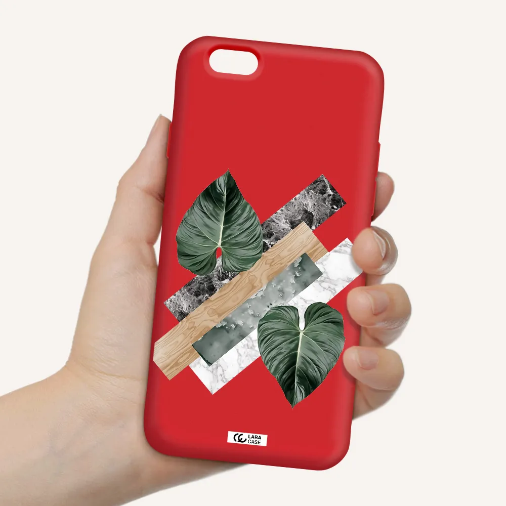 Tropical Leaves Apple iPhone 6 Silicone Imperial Red Case