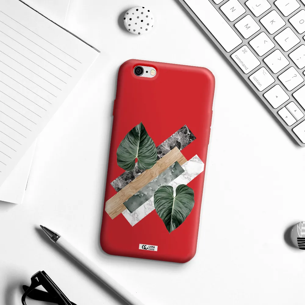 Tropical Leaves Apple iPhone 6 Silicone Imperial Red Case