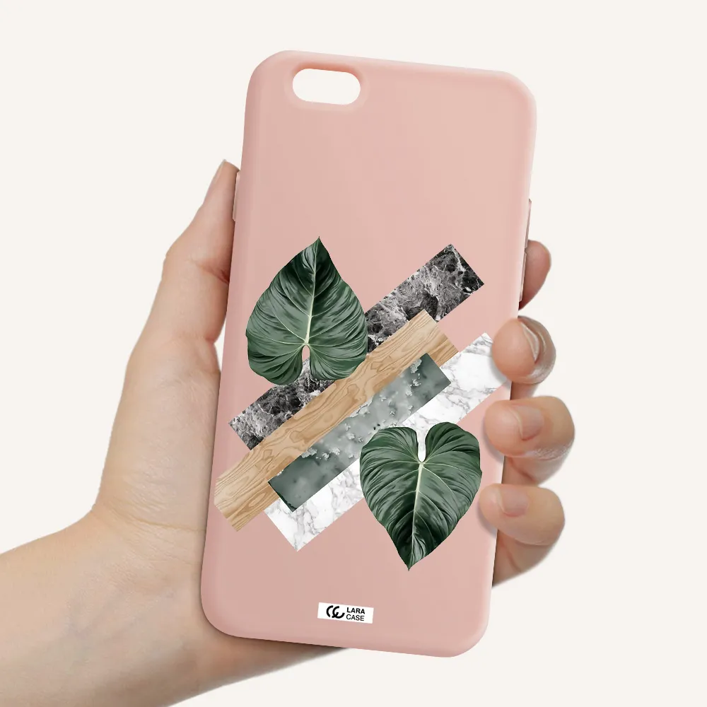 Tropical Leaves Apple iPhone 6 Silicone pastel pink Case