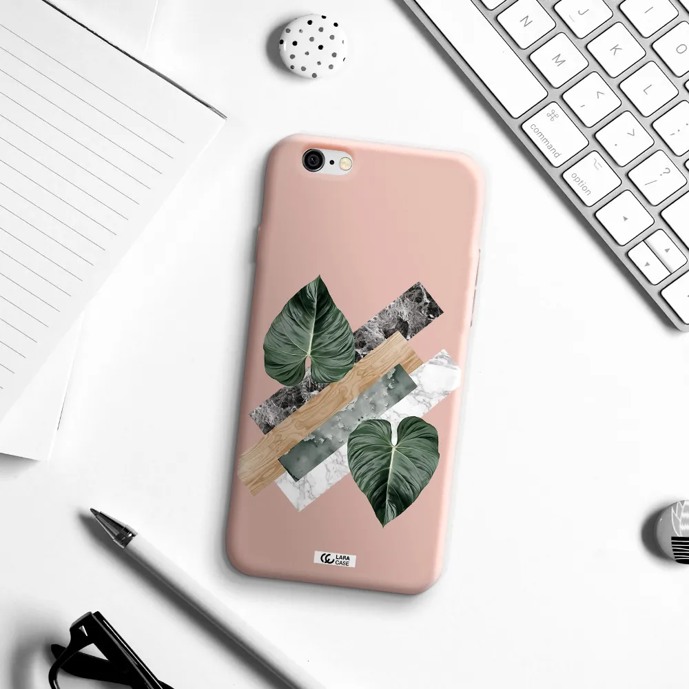 Tropical Leaves Apple iPhone 6 Silicone pastel pink Case