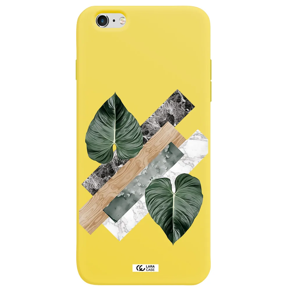 Tropical Leaves Apple iPhone 6S Silicone canary yellow Case
