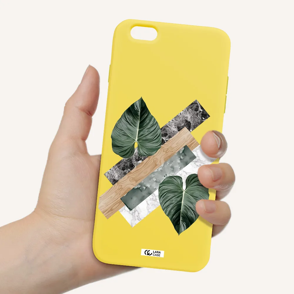 Tropical Leaves Apple iPhone 6S Silicone canary yellow Case