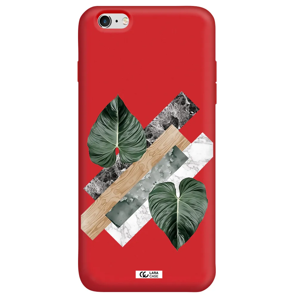 Tropical Leaves Apple iPhone 6S Silicone Imperial Red Case