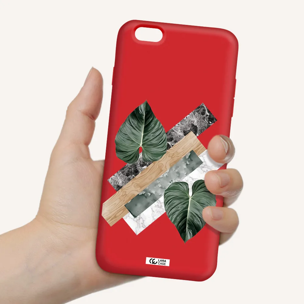 Tropical Leaves Apple iPhone 6S Silicone Imperial Red Case