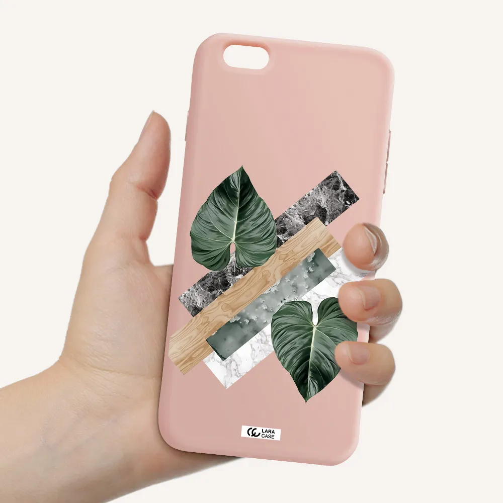 Tropical Leaves Apple iPhone 6S Silicone pastel pink Case