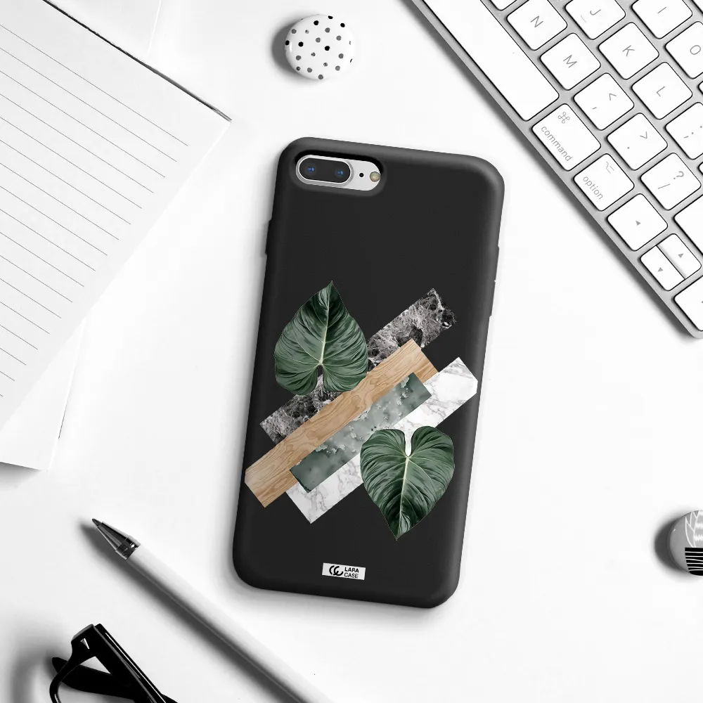 Tropical Leaves Apple iPhone 7 plus Silicone black Case