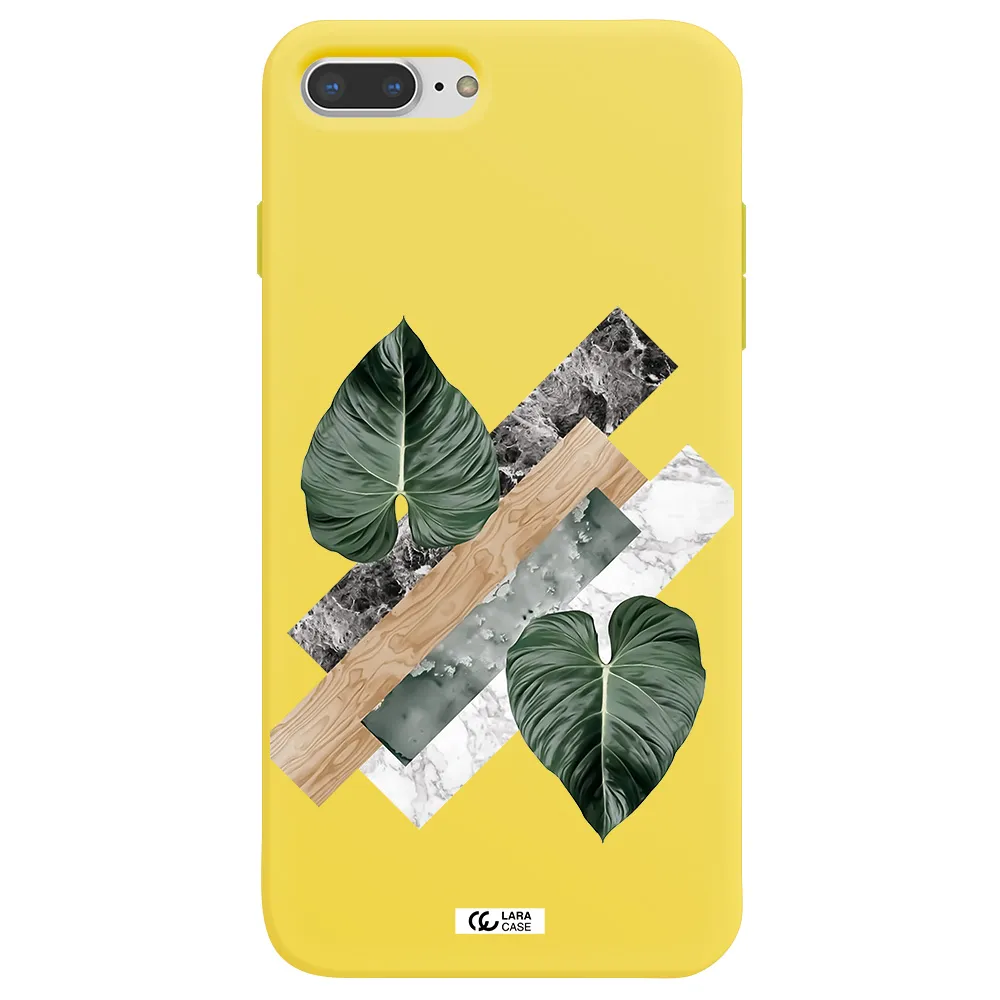 Tropical Leaves Apple iPhone 7 plus Silicone canary yellow Case