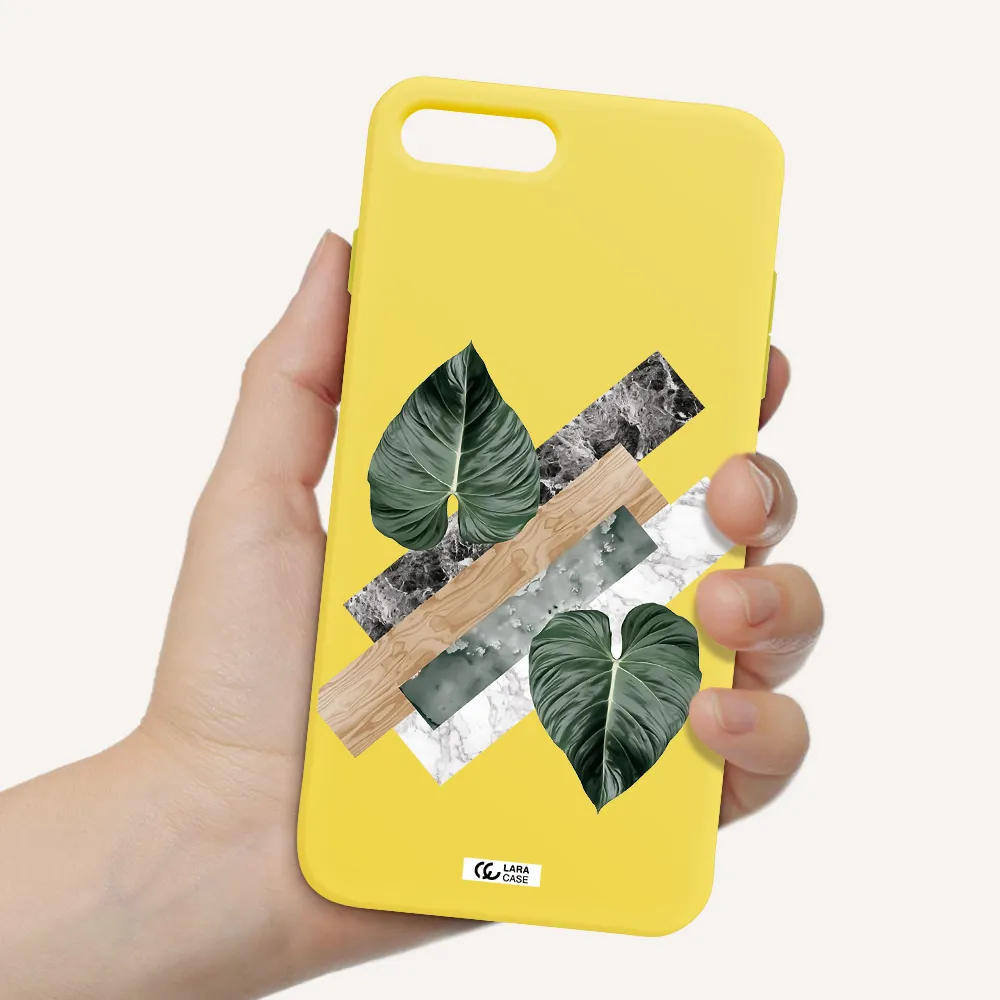 Tropical Leaves Apple iPhone 7 plus Silicone canary yellow Case