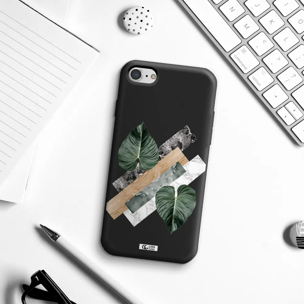 Tropical Leaves Apple iPhone 7 Silicone black Case