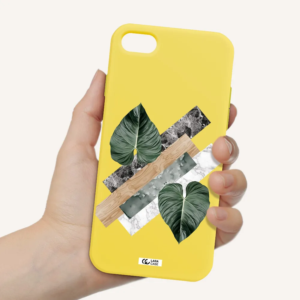 Tropical Leaves Apple iPhone 7 Silicone canary yellow Case