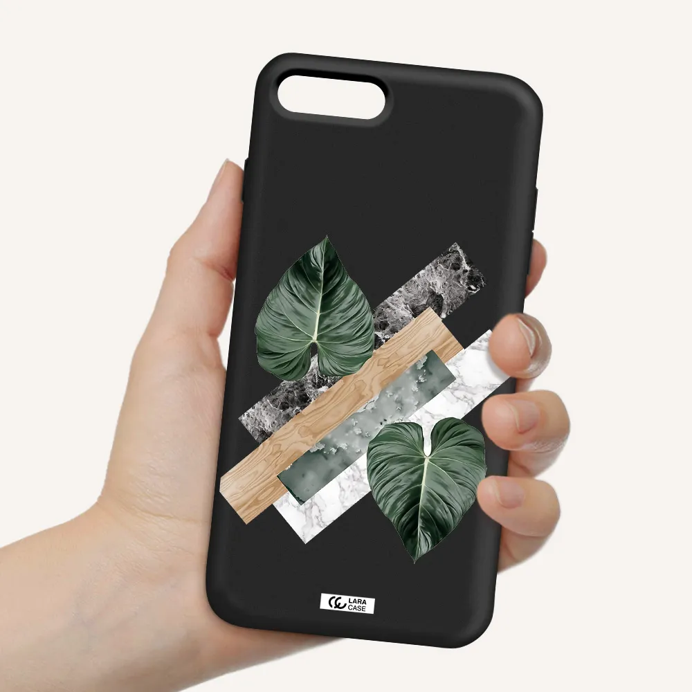 Tropical Leaves Apple iPhone 8 plus Silicone black Case