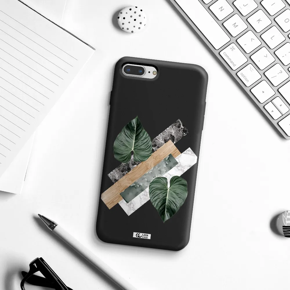 Tropical Leaves Apple iPhone 8 plus Silicone black Case