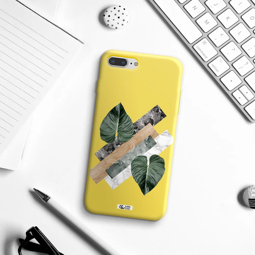 Tropical Leaves Apple iPhone 8 plus Silicone canary yellow Case